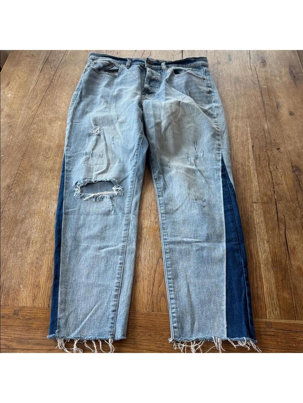 Pistola High Rise Distressed Two Tone Jeans